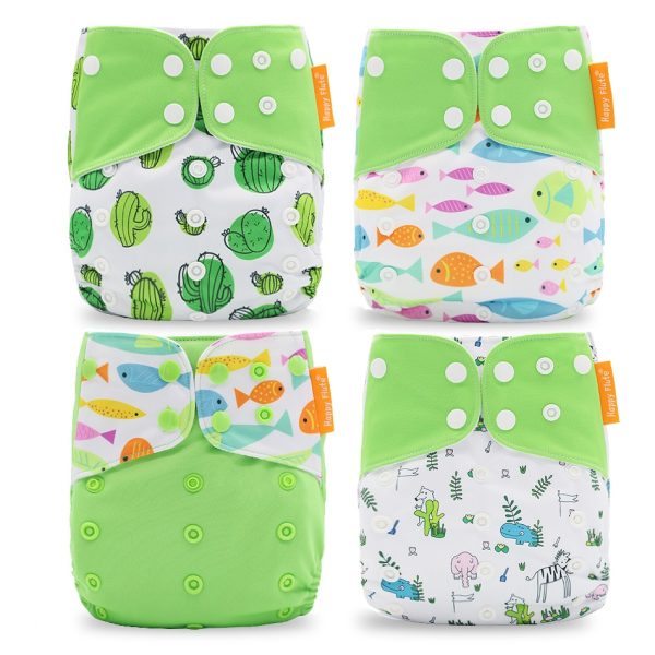 Breathable Washable Cloth Nappies Set with Cute Print - Image 4