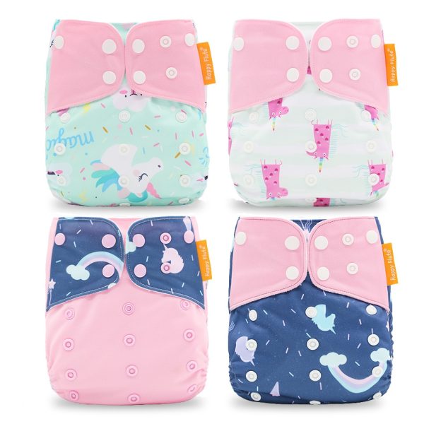 Breathable Washable Cloth Nappies Set with Cute Print - Image 3