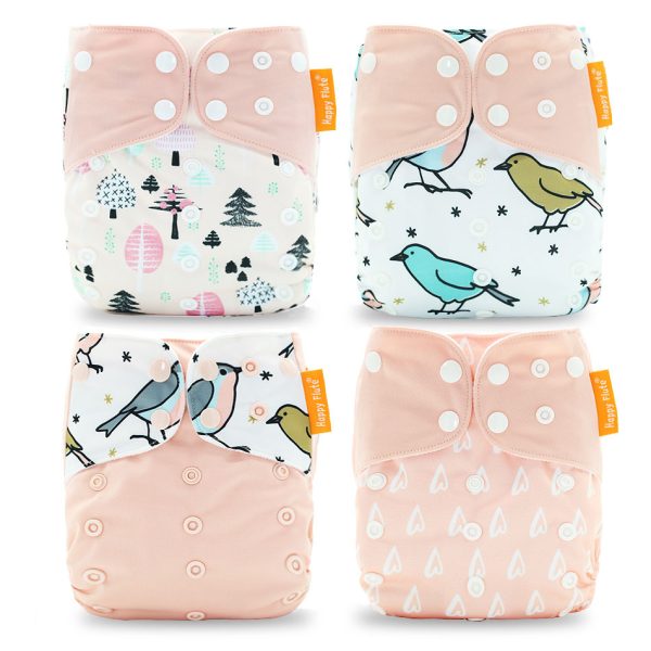 Breathable Washable Cloth Nappies Set with Cute Print