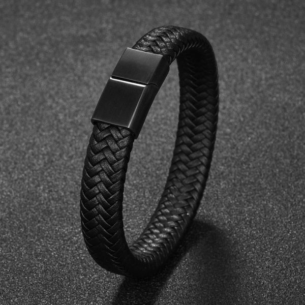 Men's Simple Leather Bracelet - Image 4