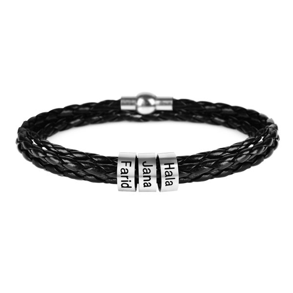 Men's Personalized Leather Bracelet - Image 3