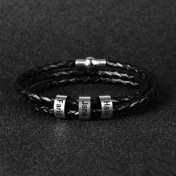 Men's Personalized Leather Bracelet - Image 4