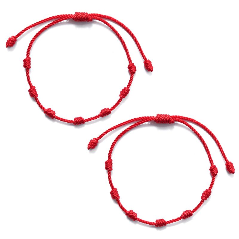 7 Knots Red String Luck Bracelets 2 pcs Set