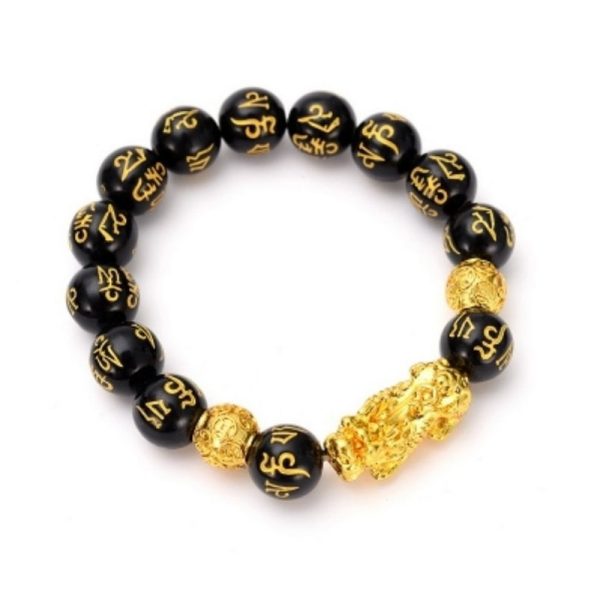 Buddhism Obsidian Stone Beaded Bracelet - Image 4