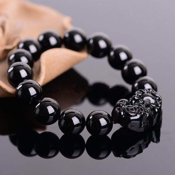 Buddhism Obsidian Stone Beaded Bracelet - Image 5