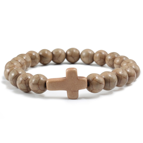 Men's Christian Cross Design Charm Bracelet