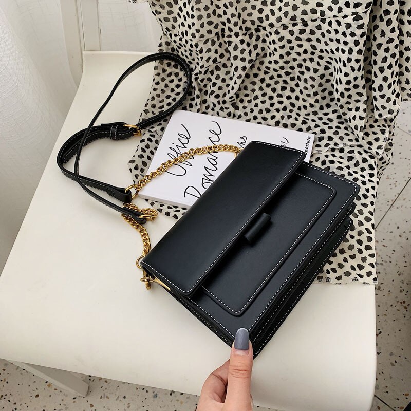 Mimi Contrast Color Leather Crossbody Bag for Women