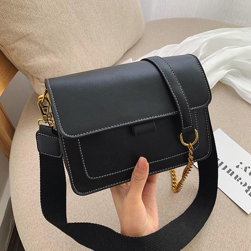 Mimi Contrast Color Leather Crossbody Bag for Women