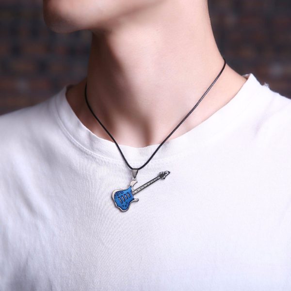 Men's Enamel Guitar Pendant Necklace - Image 8