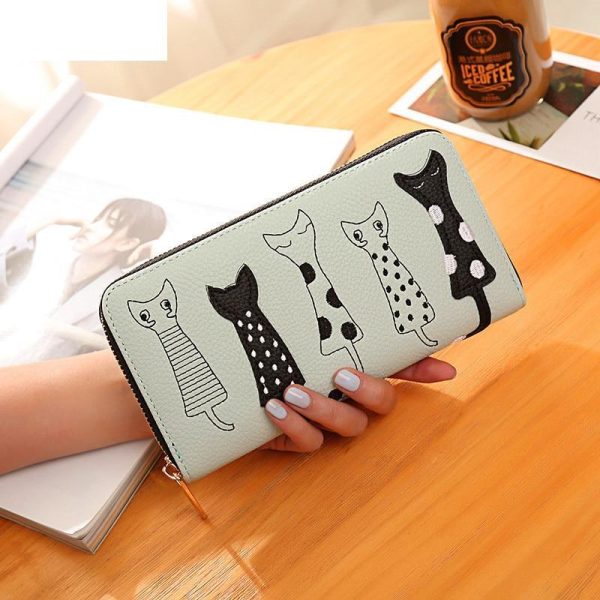 Luxury PU Leather Women Wallet with Zipper with Cat Pattern - Image 7