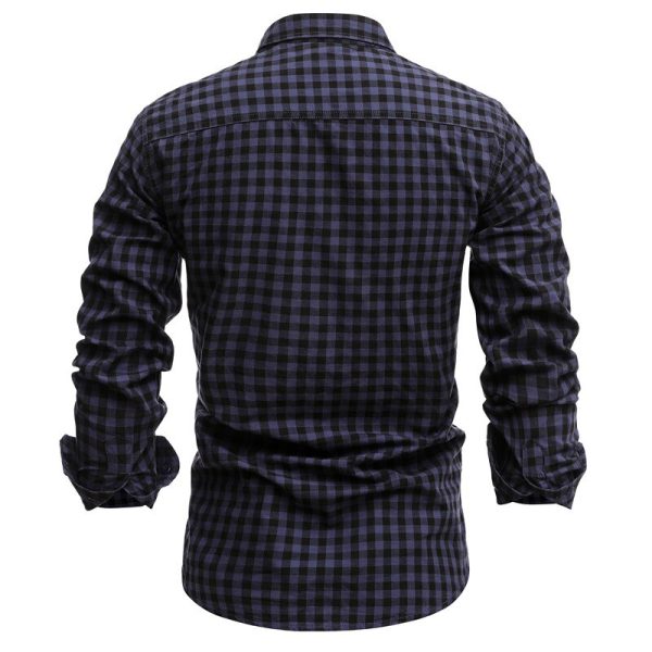 Men's Casual Cotton Plaid Patterned Shirt - Image 4