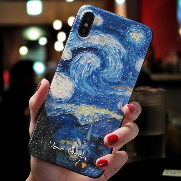 Vintage Van Gogh Art Silicone iPhone Case - Image 4