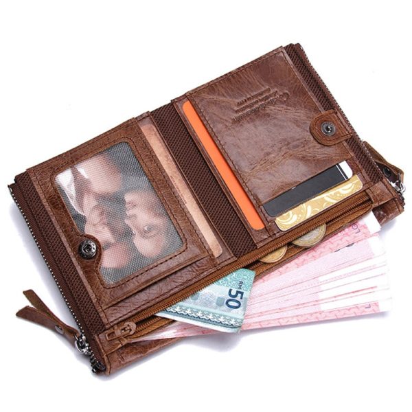 Men's Leather Wallet with Zipper - Image 4