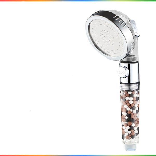 Plastic Silver Shower Head Decorated with Stones - Image 3