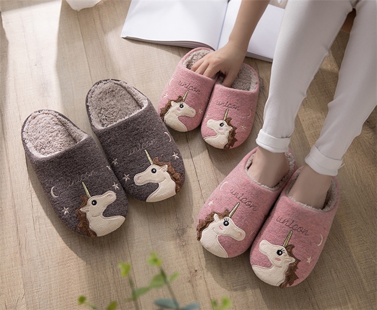 Winter Bear Patterned Warm Slippers for Women