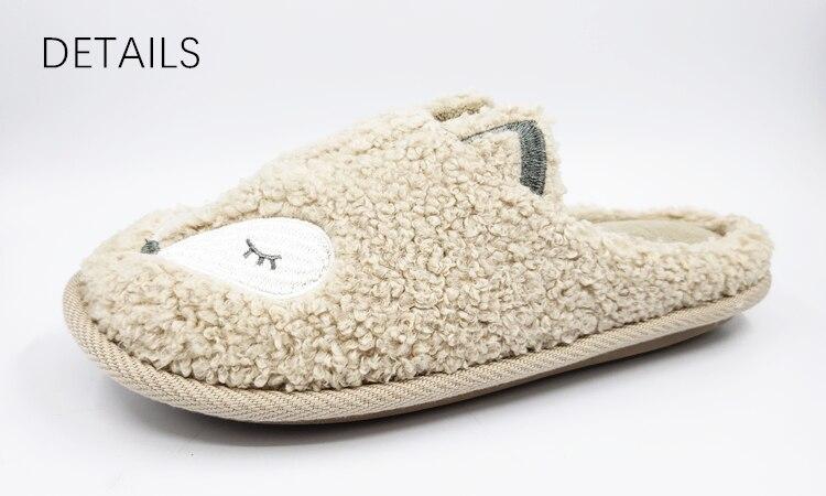 Winter Bear Patterned Warm Slippers for Women