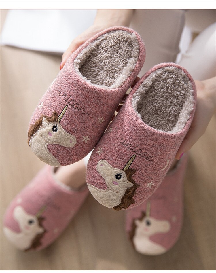 Winter Bear Patterned Warm Slippers for Women