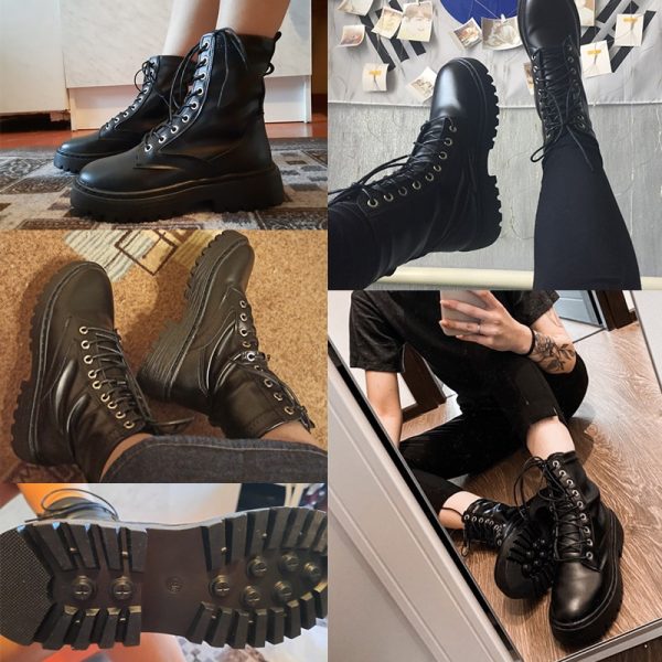 Women's Fashion Leather High Ankle Boots - Image 6