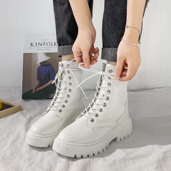 Women's Fashion Leather High Ankle Boots - Image 5