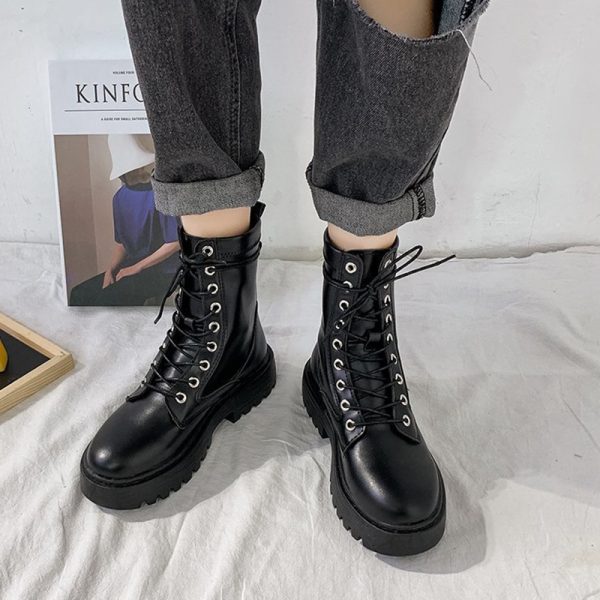 Women's Fashion Leather High Ankle Boots - Image 4