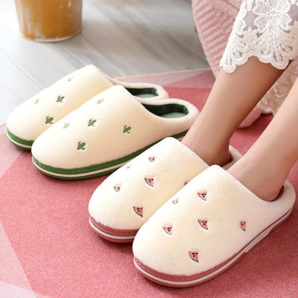 Anti-Slip Berry Patterned Warm Plush Slippers - Image 4