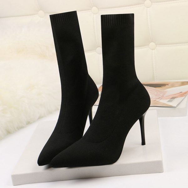 Women's Sock Style High Heel Boots