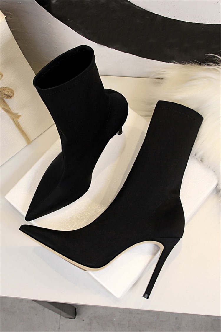 Women's High Heel Elastic Winter Boots