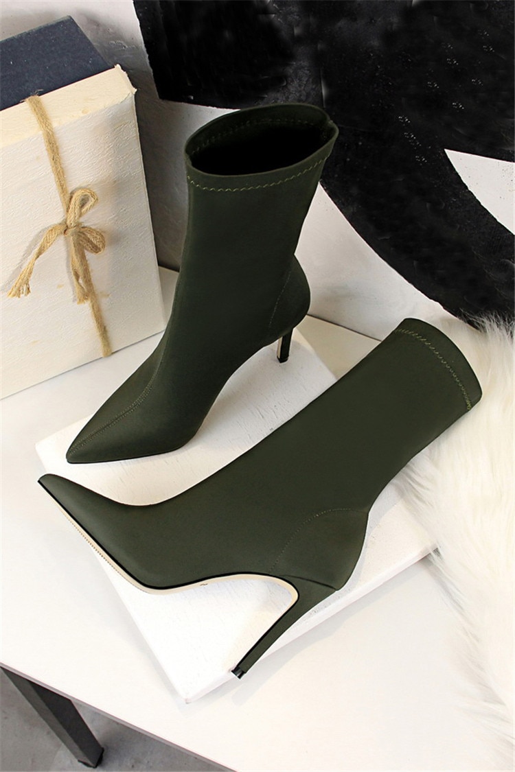 Women's High Heel Elastic Winter Boots