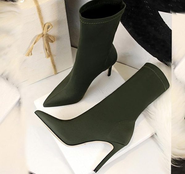 Women's High Heel Elastic Winter Boots - Image 3