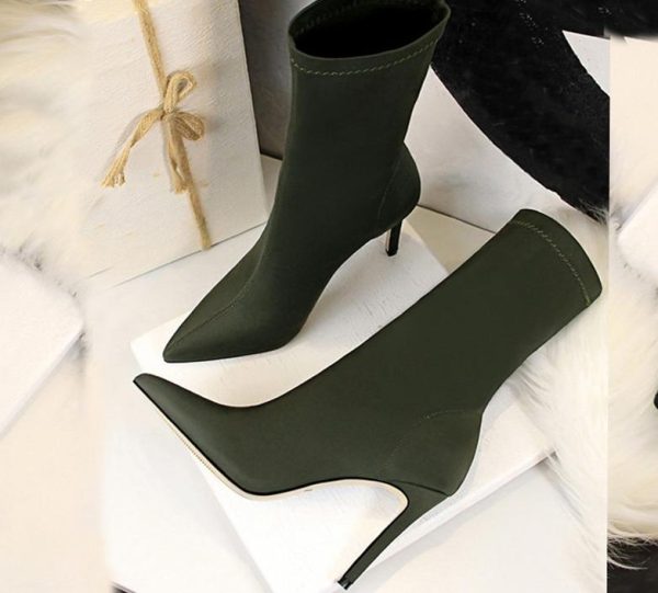 Women's High Heel Elastic Winter Boots