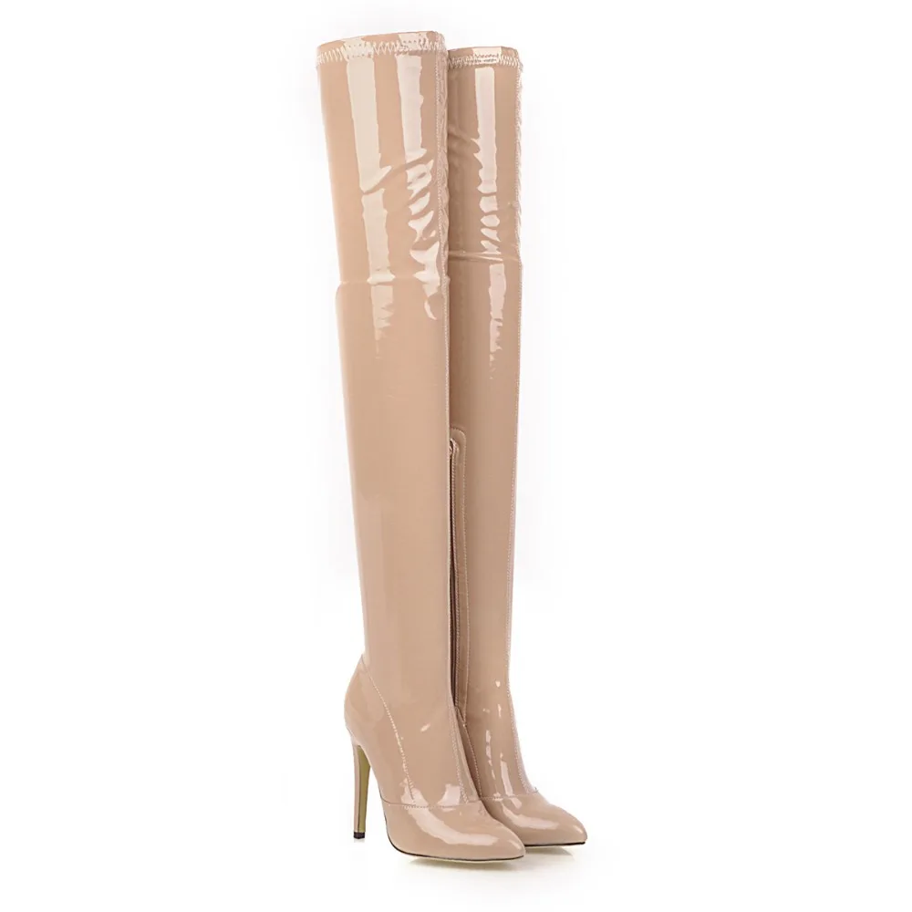 Women's Patent Eco-Leather High Heel Knee Boots