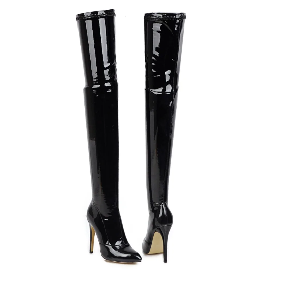 Women's Patent Eco-Leather High Heel Knee Boots