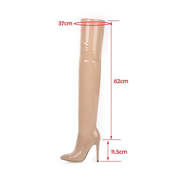 Women's Patent Eco-Leather High Heel Knee Boots - Image 7