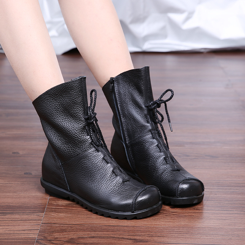 Vintage Demi-Season Casual Leather Women’s Boots