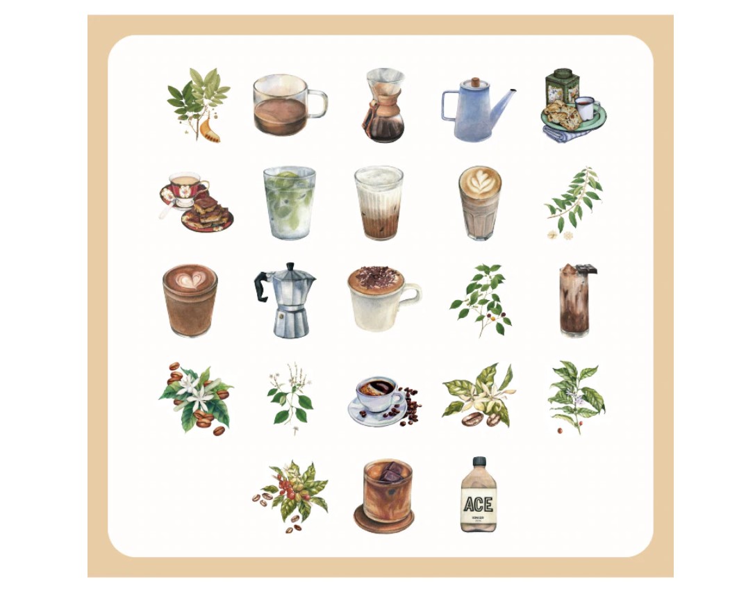 Coffee Stickers 45 Pcs Set