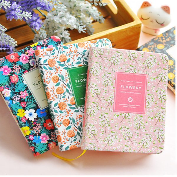 Diaries with Floral Patterned Faux Leather Cover