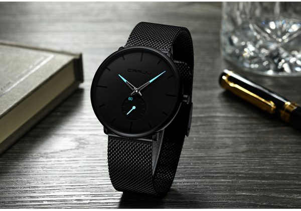 Men's Classic Style Black Steel Watch - Image 5