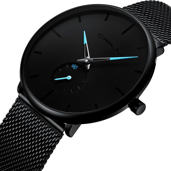 Men's Classic Style Black Steel Watch - Image 4