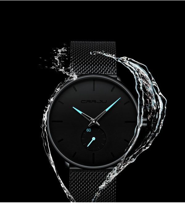 Men's Classic Style Black Steel Watch - Image 8