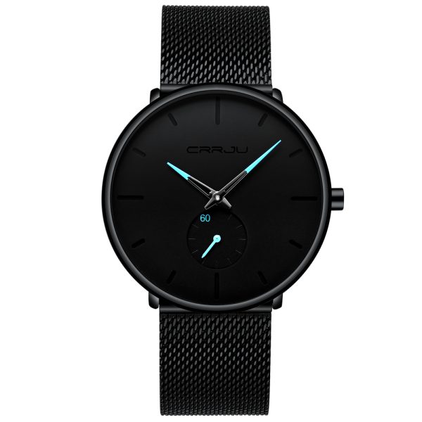 Men's Classic Style Black Steel Watch - Image 3