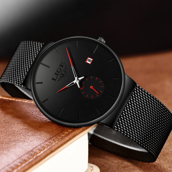 Ultra-Thin Black Quartz Wrist Watch for Men - Image 6