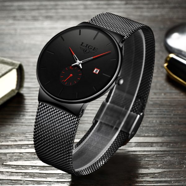 Ultra-Thin Black Quartz Wrist Watch for Men - Image 5