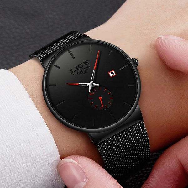 Ultra-Thin Black Quartz Wrist Watch for Men - Image 7