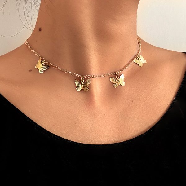 Gold Chain Butterfly Pendant Choker for Women - Image 4