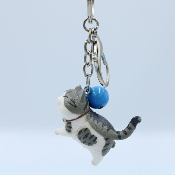 Cartoon Walking Cat Pendant Key Ring with Bell - Image 8