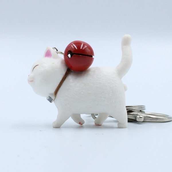 Cartoon Walking Cat Pendant Key Ring with Bell - Image 7