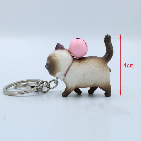 Cartoon Walking Cat Pendant Key Ring with Bell - Image 5