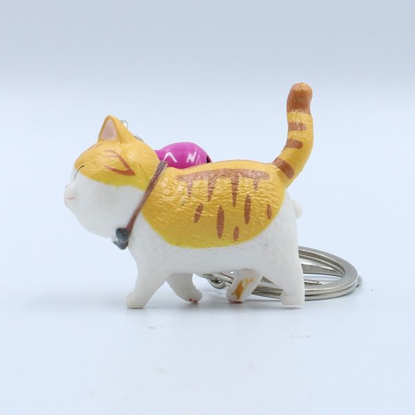 Cartoon Walking Cat Pendant Key Ring with Bell - Image 6