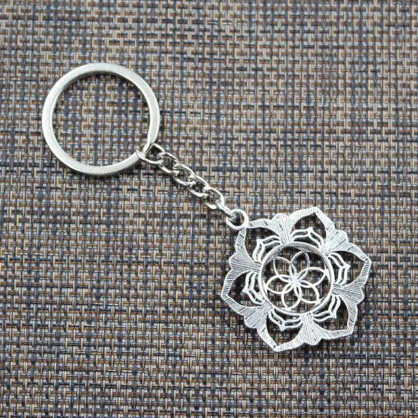Geometric Yoga Flower Of Life Silver Plated Keychain - Image 6