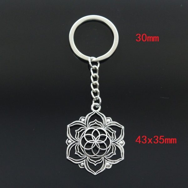 Geometric Yoga Flower Of Life Silver Plated Keychain - Image 4